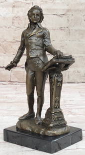 Rapid City, SD: City of Presidents, Thomas Jefferson Bronze Statue Sculpture: Bronze Dimensions with Marble Base: Height 8 1/2" X Width 4"Marble Dimensions:4" X 3.5"Height without base:7 1/2"Weight:5 LBSOriginal or Reproduction: Original