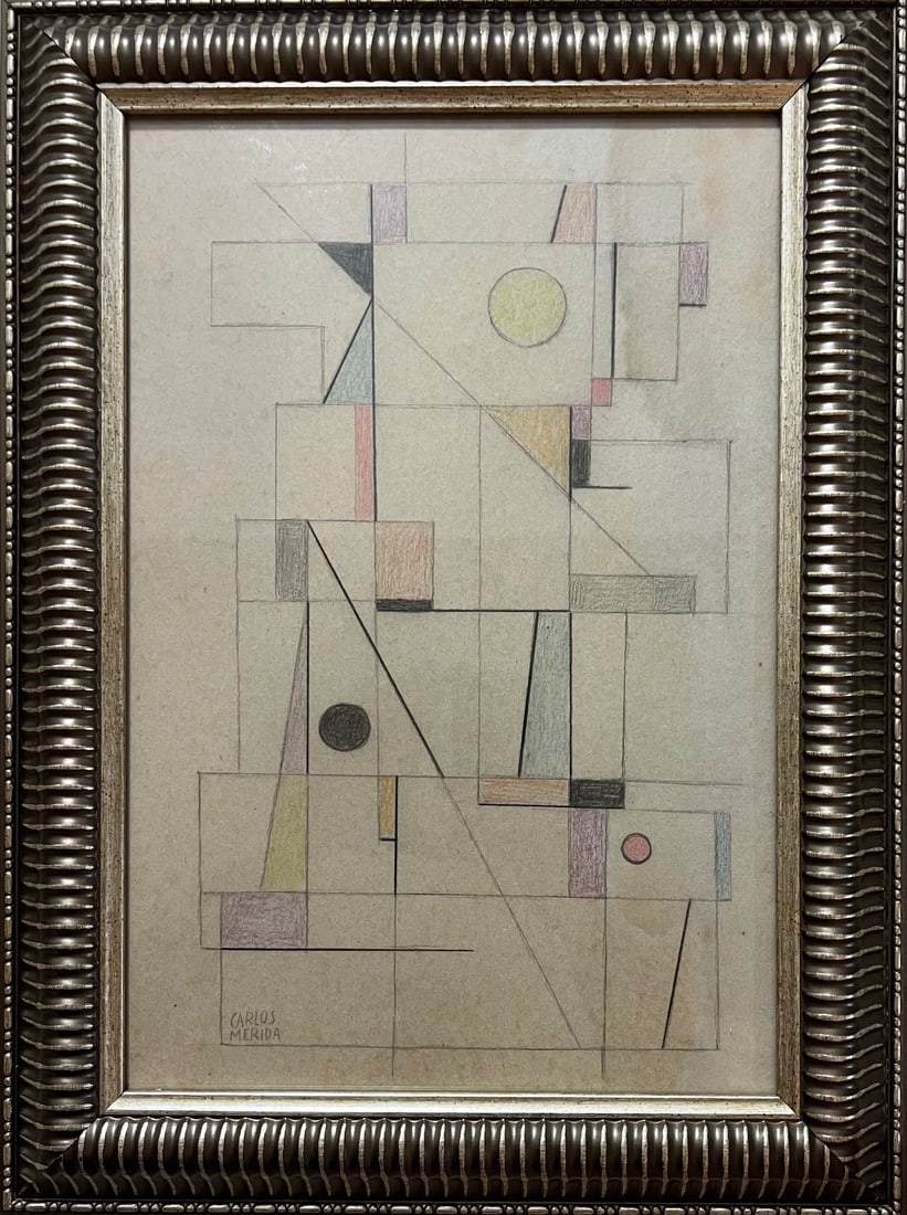 Carlos Merida atrib: Mexican art Carlos Merida color pencil 16.5?x11?