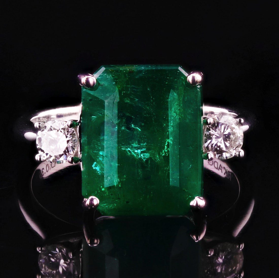 6.63ct Emerald and 0.35ctw Diamond 18K White Gold Ring (1 of 3)