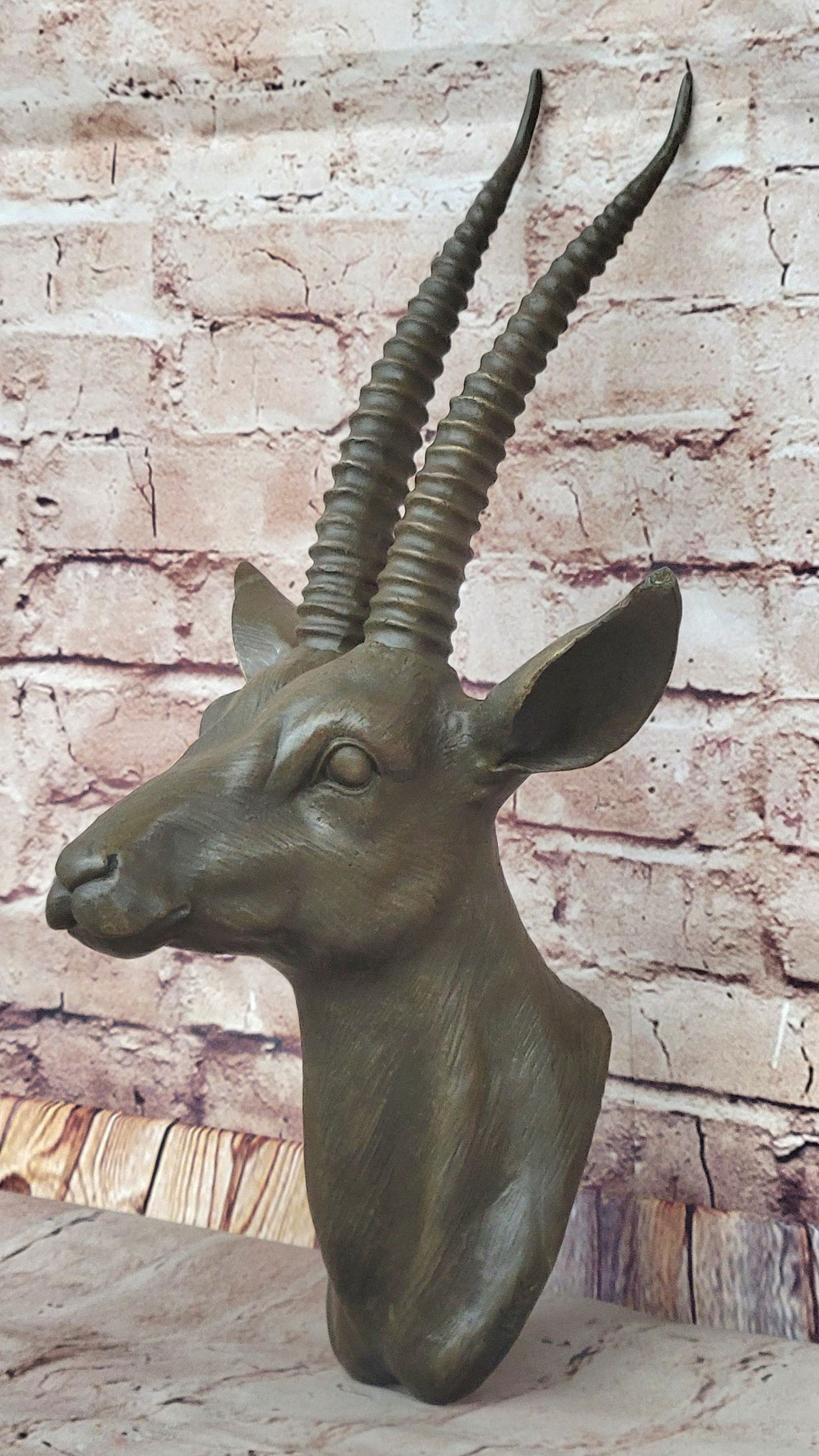 Graceful Gazelle Bronze Sculpture Bust with Intricate Details - Wall Mounted (1 of 4)