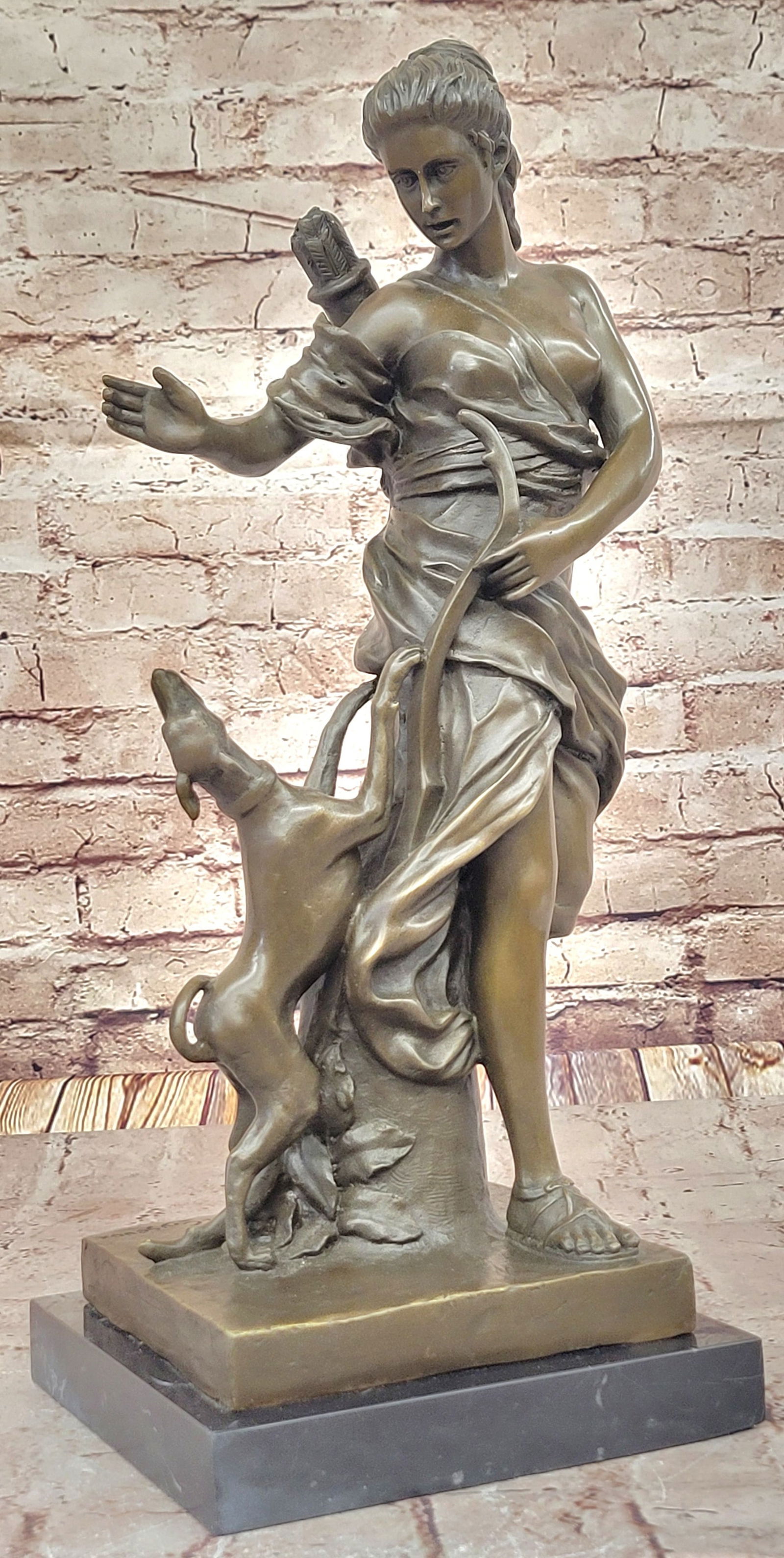 Stunning Goddess of Hunt Artemis Diana the huntress Bronze Sculpture Hand Made (1 of 4)