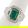 2.99ct Emerald and 0.89ctw Diamond 18K White and Yellow Gold Ring