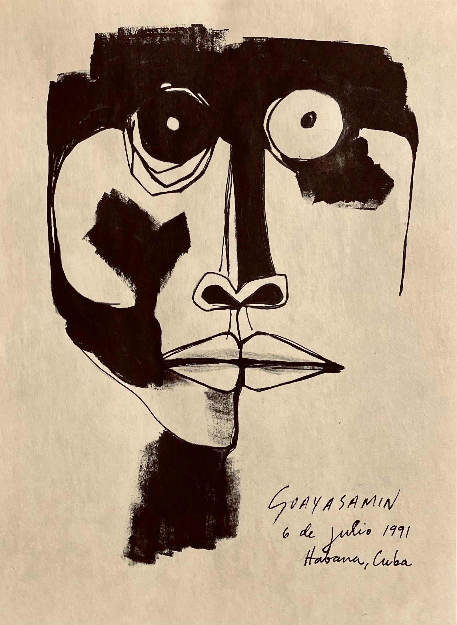 Oswaldo Guayasamin: 11 x 8.5 inches ink on paper (manner of)