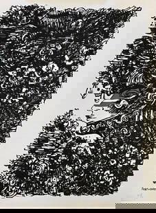 Rene Portocarrero atrib: 22 x 30 inches. Screen printing/ thick textured. Cardstock