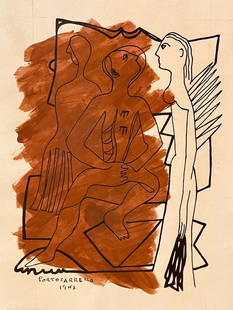 Rene Portocarrero: Ink and Gouache on Cardboard. 12 x 8 inches. 1943.