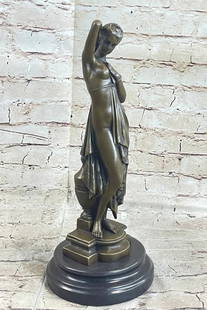 Phryne Model 100% Solid Bronze Sculpture Marble: Bronze Dimensions with Marble Base: Height 14" X Width 5.5"Marble Dimensions: Diameter 5.5"Height without base:13"Weight:9 LBSOriginal or Reproduction: Reproduction