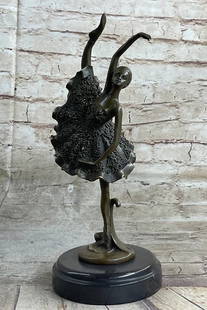 Art Deco Hot Cast Bronze Graceful Ballerina Ballet Statue: Total Dimensions: Height 11'' x Width 4''Approximate Weight: 5 LBSOriginal Reproduction: Original