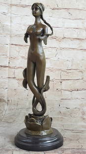Handmade Mermaid Standing Bronze Figure Hanging 16''L Nautical Tropical Home: Total Dimensions: Height 15'' x Width 5''Approximate Weight: 9 LBSOriginal Reproduction: Reproduction