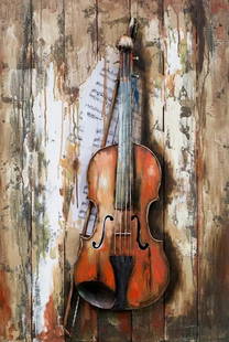 Music themed home decor art instrument painting custom logo 3d violin oil painting: Total Dimensions: Height 24'' x Width 36''Approximate Weight: 10 LBSOriginal Reproduction: Original