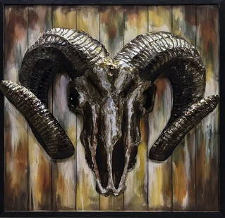 Ram Head 3-D Painting Canvas Classic Artwork Metal Sculpture Figurine Home D?cor: Total Dimensions: Height 31.5'' x Width 31.5''Approximate Weight: 10 LBSOriginal Reproduction: Original