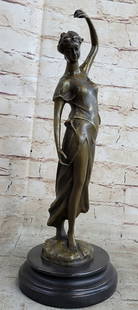 Victorian Girl Signed Sculpture Elegant Art Nouveau Bronze Statue: Total Dimensions: Height 16'' x Width 6''Approximate Weight: 10 LBSOriginal Reproduction: Reproduction