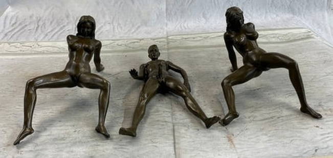 Mavchi Threesome Bronze Statue: Total Dimensions: Height 4'' x Width 10''Approximate Weight: 6 LBSOriginal Reproduction: Original