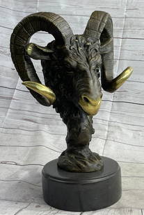 Canlien Ram Head Bust Bronze: Total Dimensions: Height 17'' x Width 10''Approximate Weight: 25 LBSOriginal Reproduction: Original