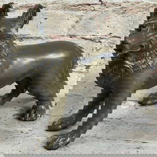 Handmade Bronze Sheppard Dog Statue: Total Dimensions: Height 6'' x Width 9''Approximate Weight: 4 LBSOriginal Reproduction: Reproduction