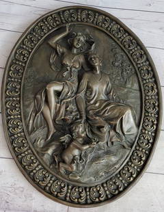 Hanging Wall Relief Bronze Sculpture Art French Italian: Total Dimensions: Height 17'' x Width 13''Approximate Weight: 11 LBSOriginal Reproduction: Reproduction