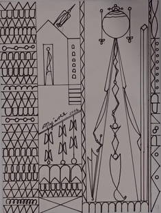 JOSE MARIA MIJARES: modern abstract, original in k on paper 20" x 15" excellent condition