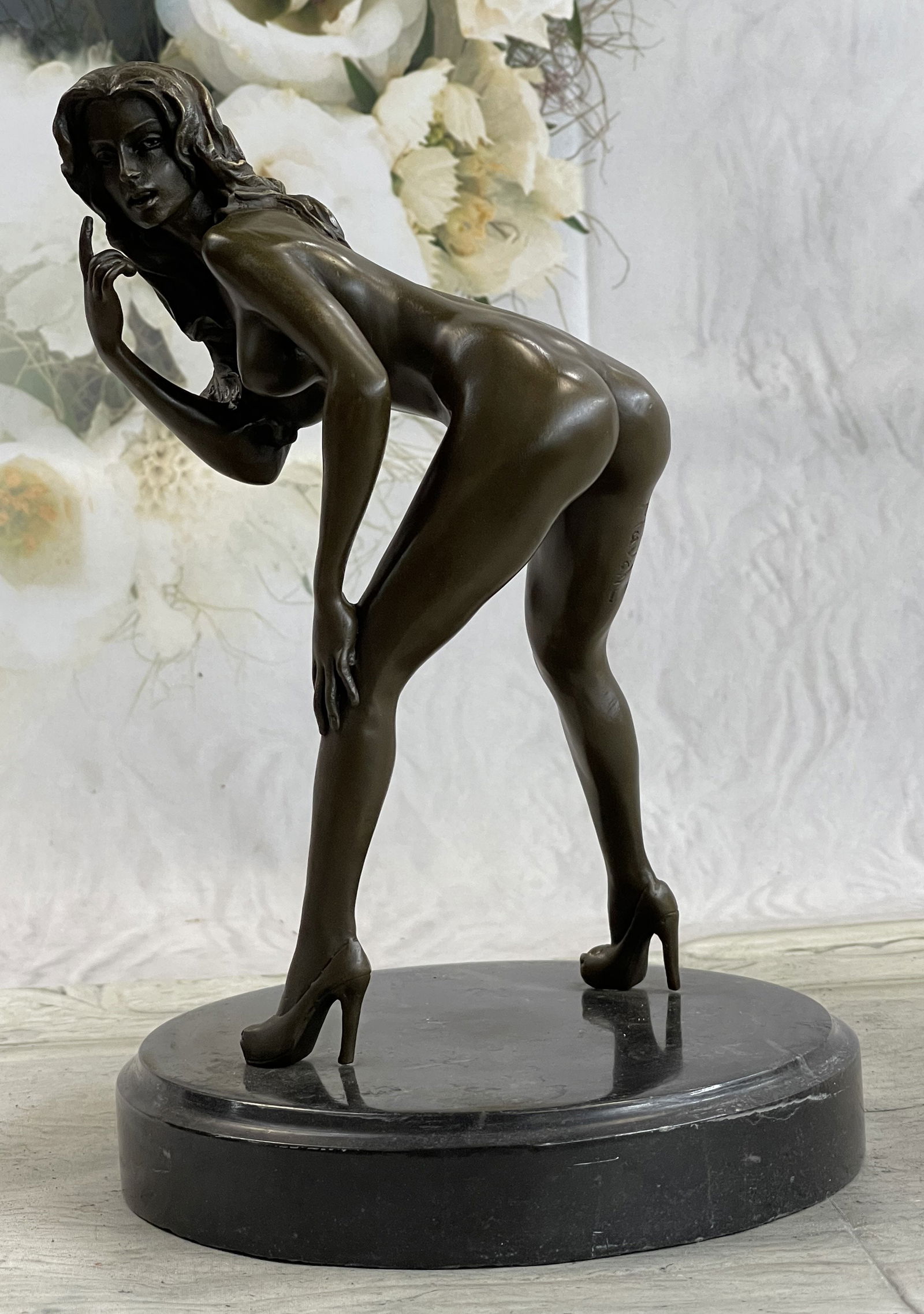 Mavchi Sensual Nude Female Bronze: Total Dimensions: Height 10'' x Width 6''Approximate Weight: 7 LBSOriginal Reproduction: Original