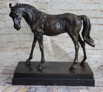 Large Arabian Horse Bronze Sculpture Statue By P.J Mene: Bronze Dimensions with Marble Base: Height 13" X Width 13.5"Marble Dimensions:13.5" X 7"Height without base:12"Weight:23 LBSOriginal or Reproduction: Reproduction