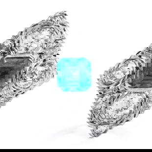 ANTIQUE ART DECO DIAMOND EMERALD PLATINUM FILIGREE NAVETTE COCKTAIL RING: Set, weighing approximately 1.30 carats, the perfect center for a striking Cocktail Ring. Total Diamond Weight: approx. 4.00 carats. Ring Size: 5.75 ( Sizable ). Ring Weights: 7.9 grams.This item is a