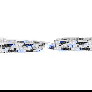 Sophia D Art Deco Sapphire Diamond Platinum Line Bracelet: This exquisite Sophia D Art Deco-style bracelet embodies vintage elegance with a bold geometric mosaic design. Crafted in platinum, it features of 72 vibrant French-cut royal blue genuine sapphires (a