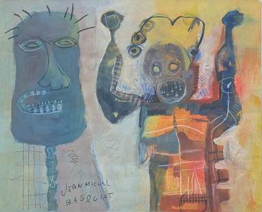 watercolor signed Jean Michel Basquiat: 11.50" x 14"
