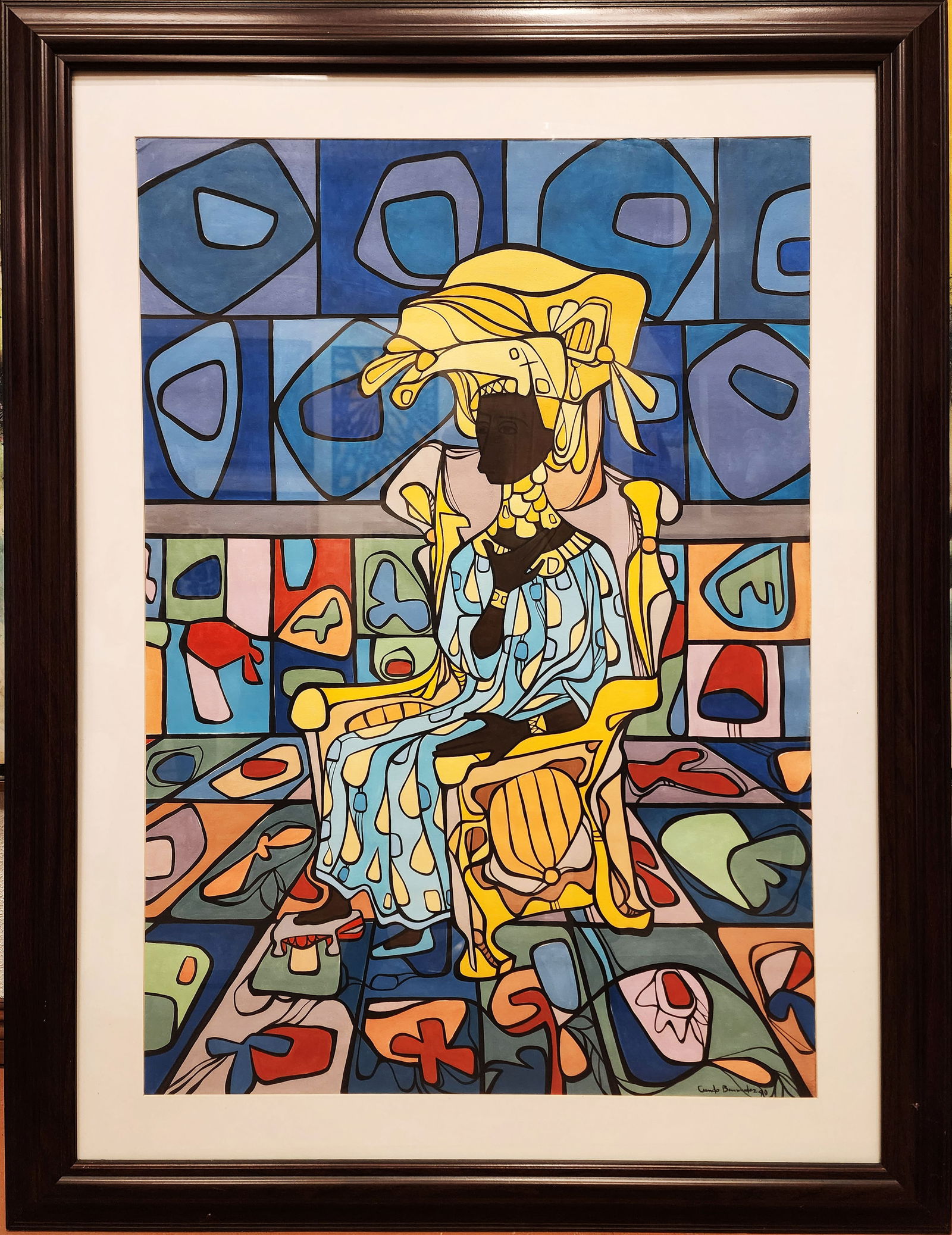 Cundo BERMUDEZ (1914-2008): gouacheon paper 41.75" x 29.25" excellent condition