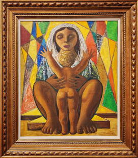 CARLOS SOBRINO Cuban Art: oil on canvas 1963 excellent condition 26" x 22" fetured in the Book Grandes Maestros Del arte Cubano