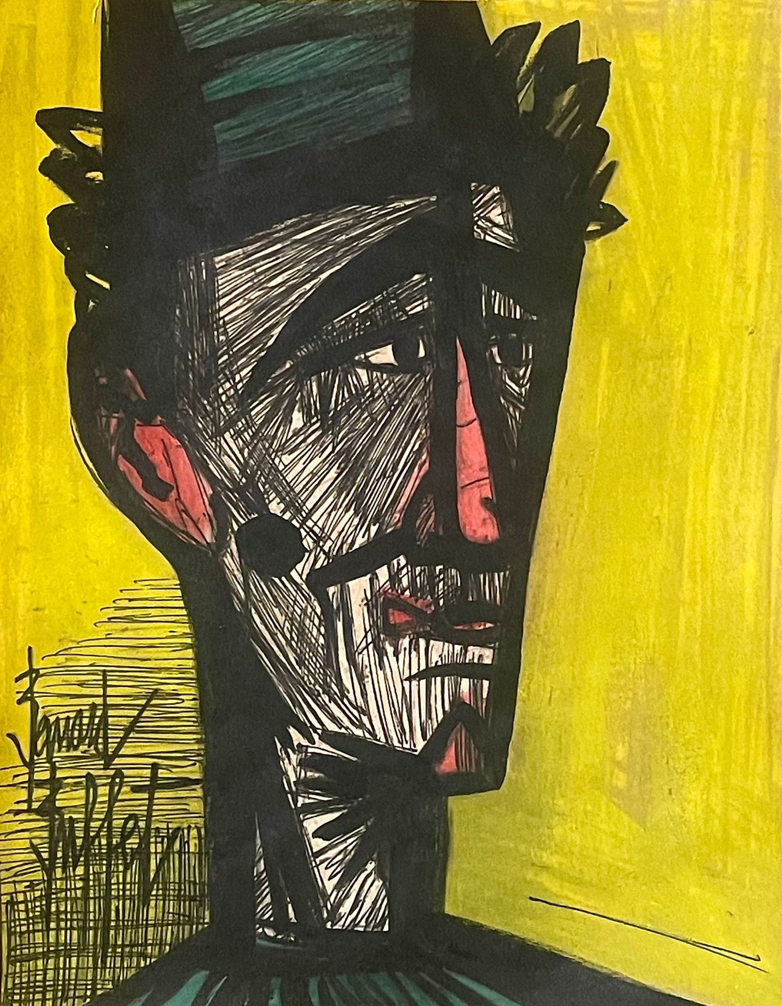 Bernard Buffet: Mix media on Cardboard. 10 x 8 inches.