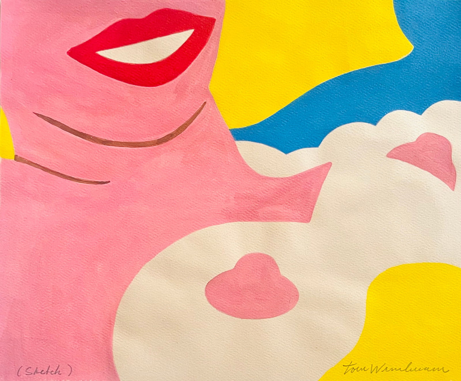 Tom Wesselmann: Sketch. Gouache on cardboard. 8.5" x 10 inches. Without date.