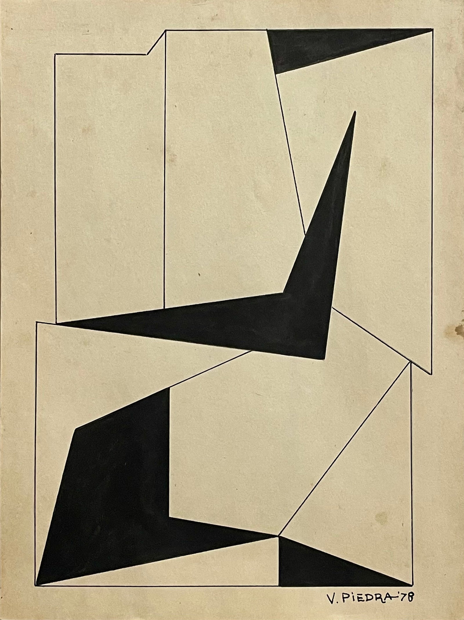 Victor Piedra: Ink on Soft Cardboard. 20 x 23 cm. 1978. Atrib