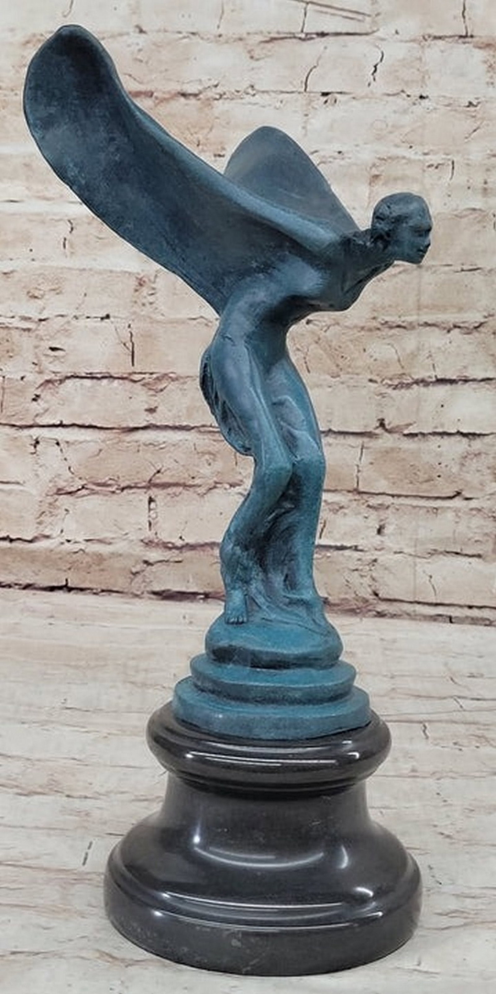 Green Patina Flying Lady Rolls Royce Bronze sculpture by Charles Sykes Figure (1 of 4)