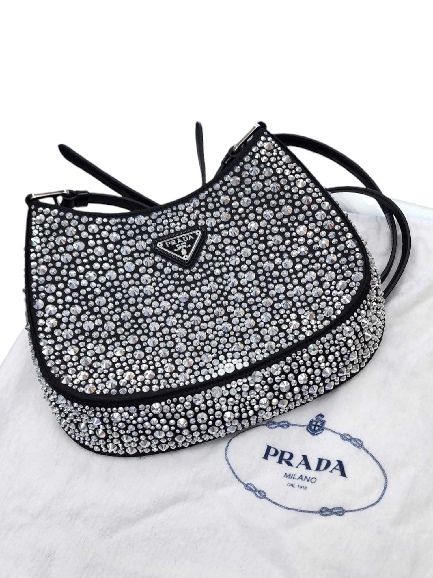 Prada Attributed Cleo satin bag with crystals: excellent condition
