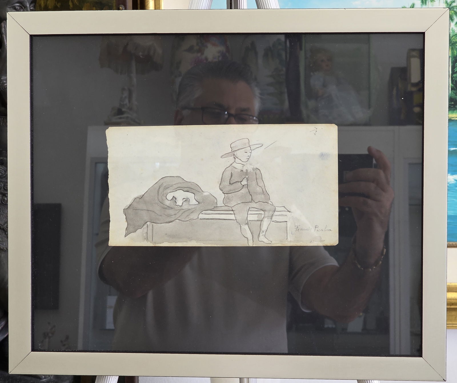 Watercolor signed Francis Picabia: 13" x 15.50" with frame