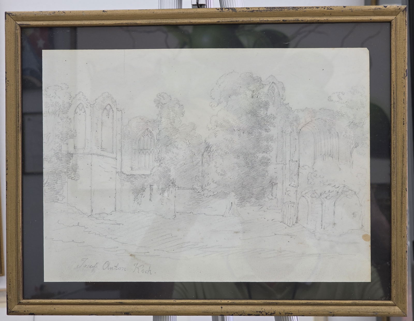 mixed media on paper signes joseph Anton Koch: 10" x 12.75" with frame