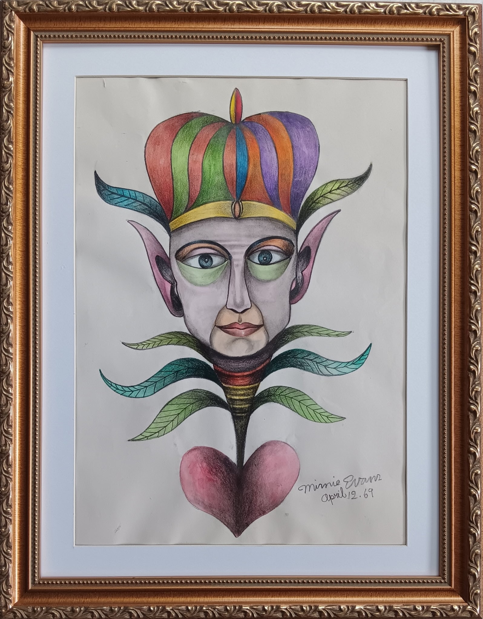 Minnie Evans: the Heart flower Graphite and crayons 1969