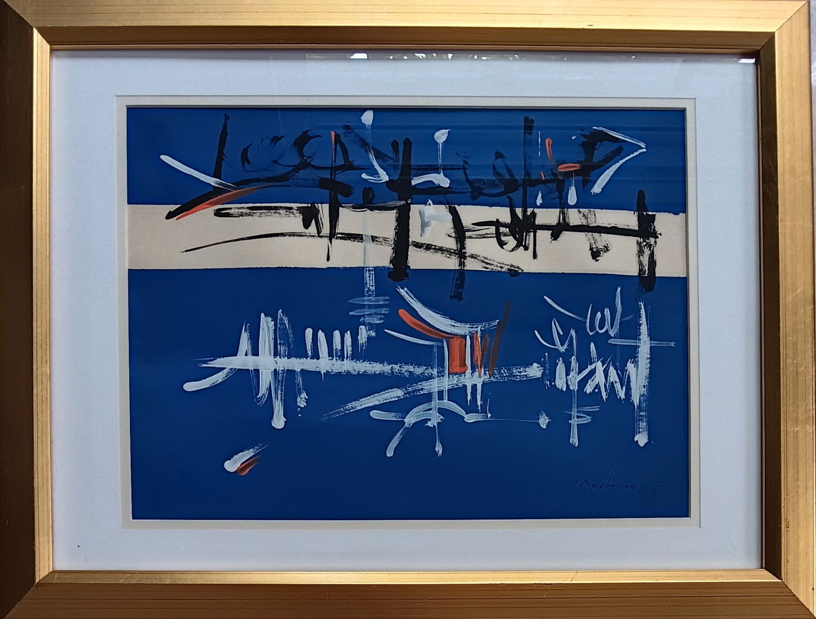 Georges Mathieu: french Abstract Mixed media on paper 1965 10 x 12 "