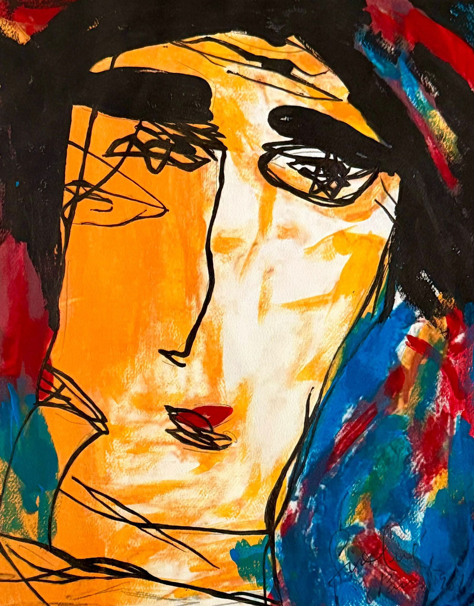 Gina Pellon: Mixed media on cardboard. 10 x 8 inxches. 1984