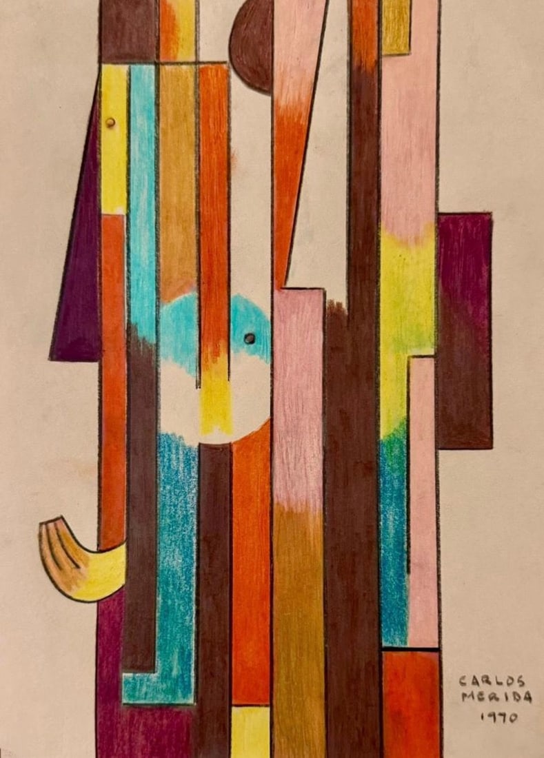 Carlos Merida mixed media on board: 11" x 8" 1970 excellent condition