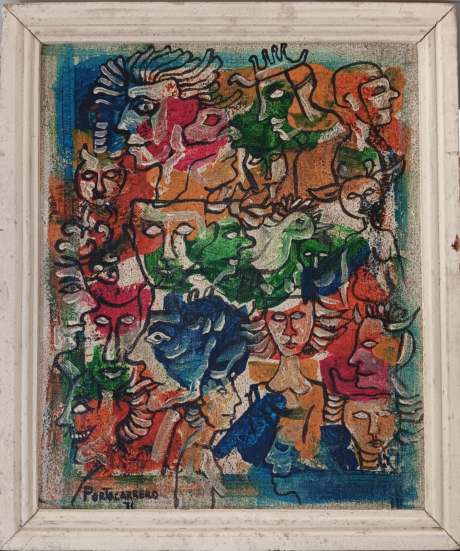 Rene Portocarrero: Cuban Artist on canvas 10.5" x 9 1971