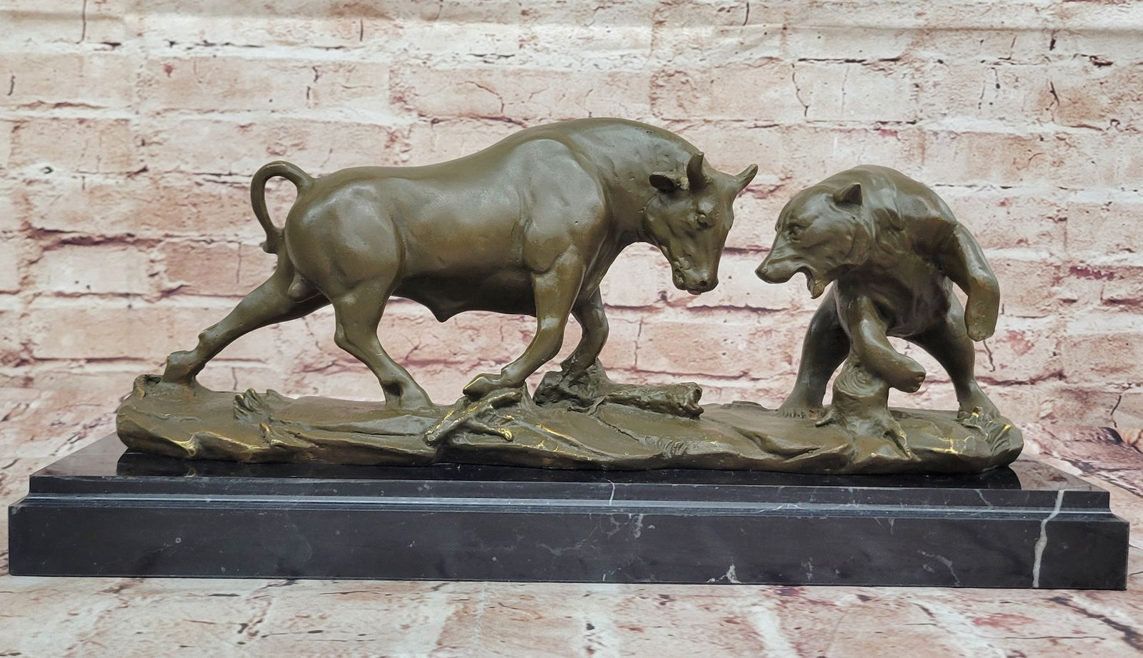 Bull and Bear Bronze Sculpture ? Wall Street Market Duel Statue (1 of 5)