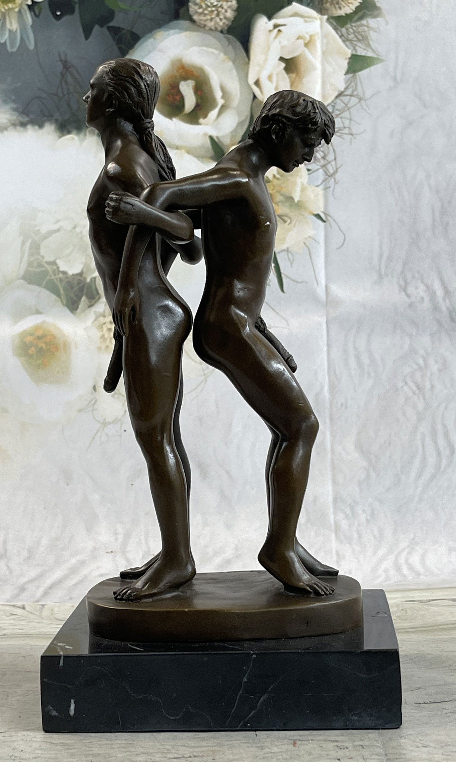 Jean Patour Nude Men Wrestling Bronze: Bronze Dimensions with Marble Base: 11" X 5 1/2"Marble Dimensions:5 1/2" X 4"Height without base:10"Weight:8 LBSOriginal or Reproduction: Original