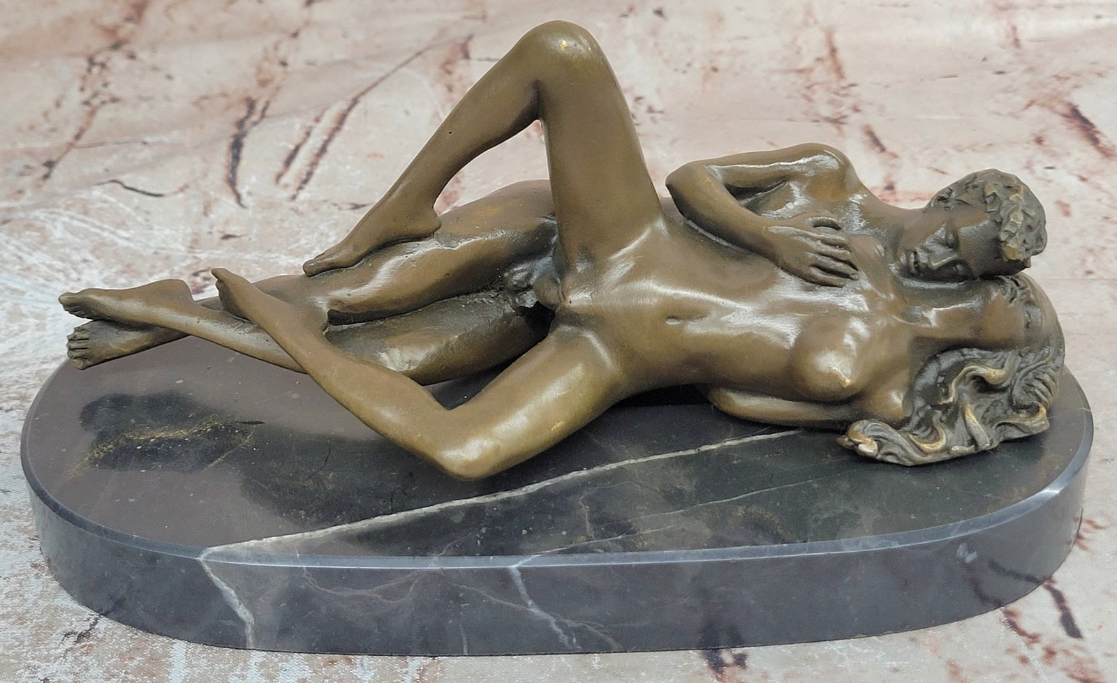 Nude Couple Sexual Embrace- Bronze Sculpture on Marble Base: Bronze Dimensions: Height 4" X Width 8"Weight:4 LBSOriginal or Reproduction: Original