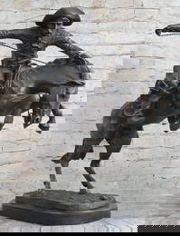 45 lbs Frederic Remington Bronco Buster Bucking Horse Western Americana Bronze Statue