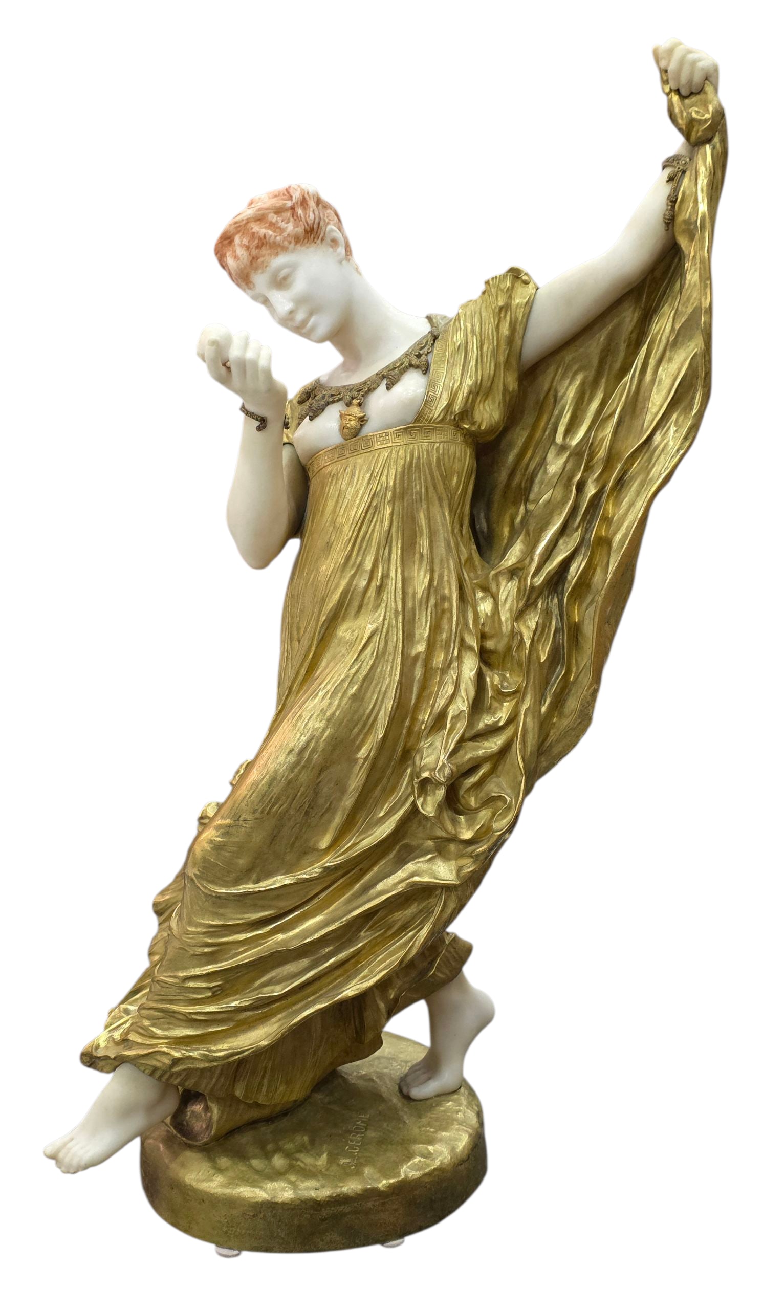 Jean-Leon GEROME (1824-1904) Bronze and Marble Sculpture: 20" x 12" x 8" excellent condition