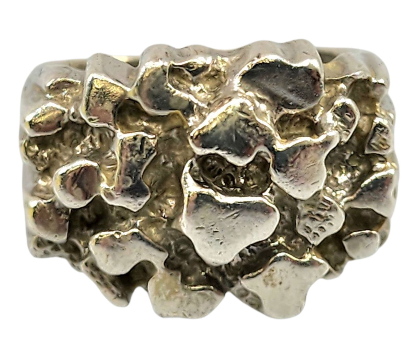 Vintage large sterling silver nugget style ring (1 of 2)
