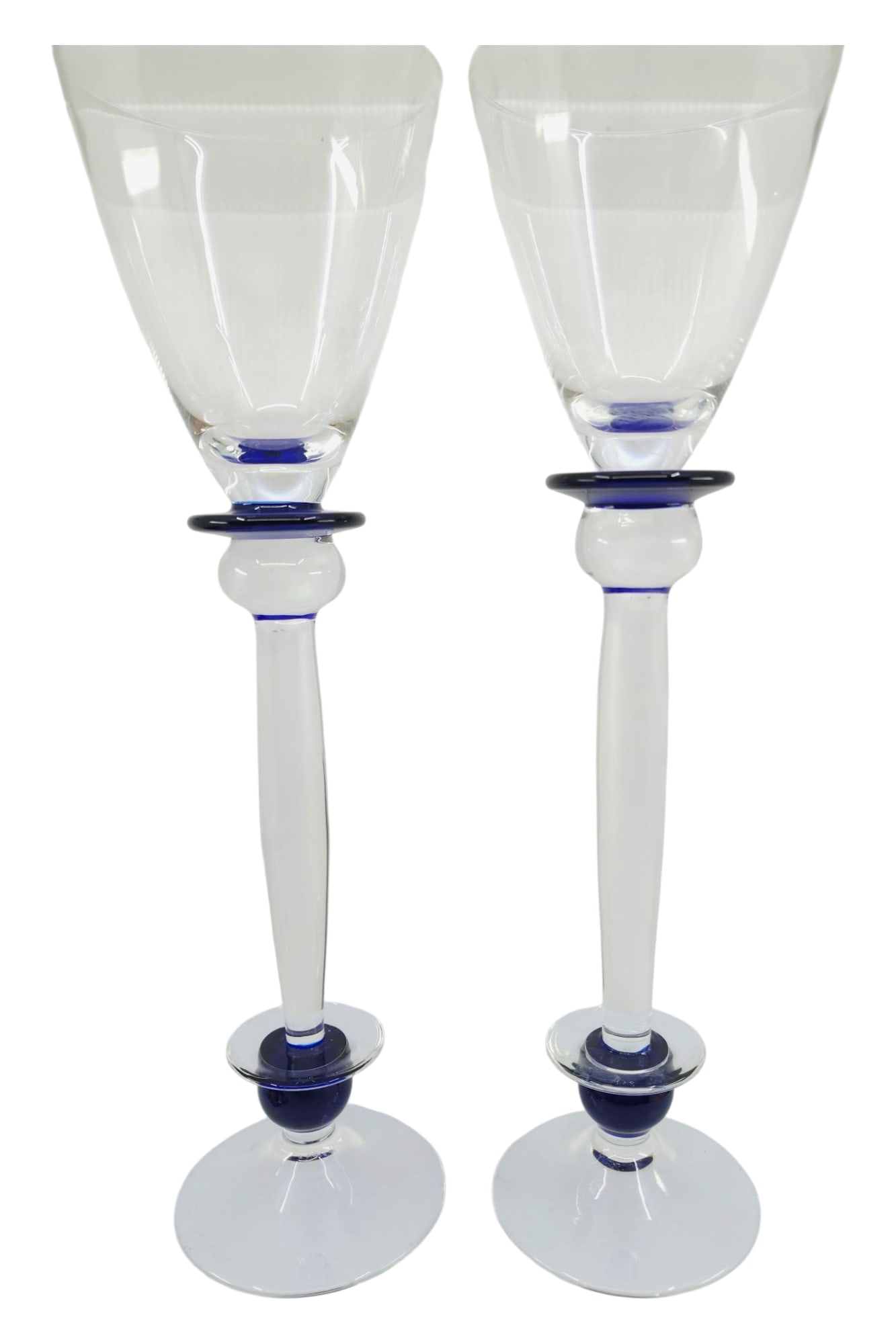 Bisazza Italian Murano Glass By Fabio Rotella: pair of vintage Bisazza Italian Murano glass chalice goblets designed by fabio Rotella 1999, each one measure 12" x 3.5" and in like new condition