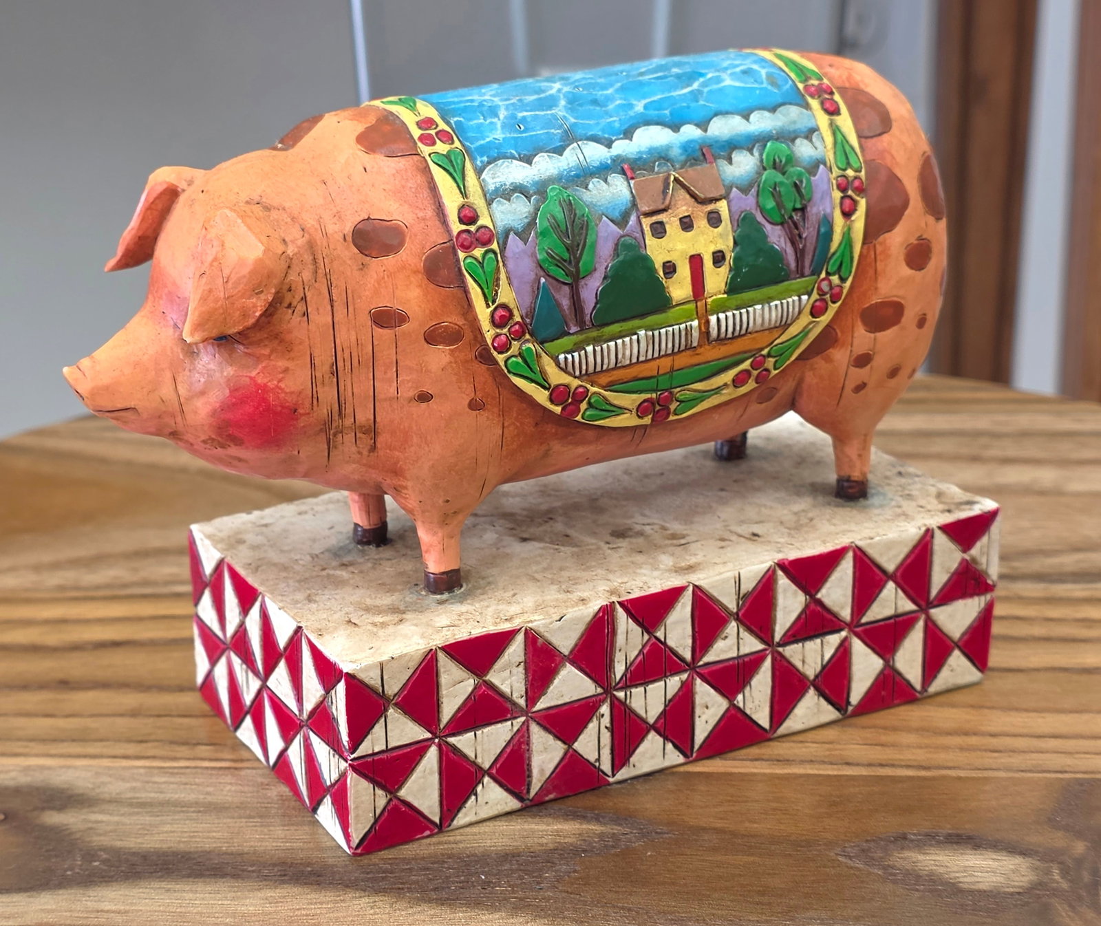 JIM SHORE HEARTWOOD CREEK COUNTRY HERITAGE PIG / HOG FIGURINE # 117142 DATE 2003: excellent condition