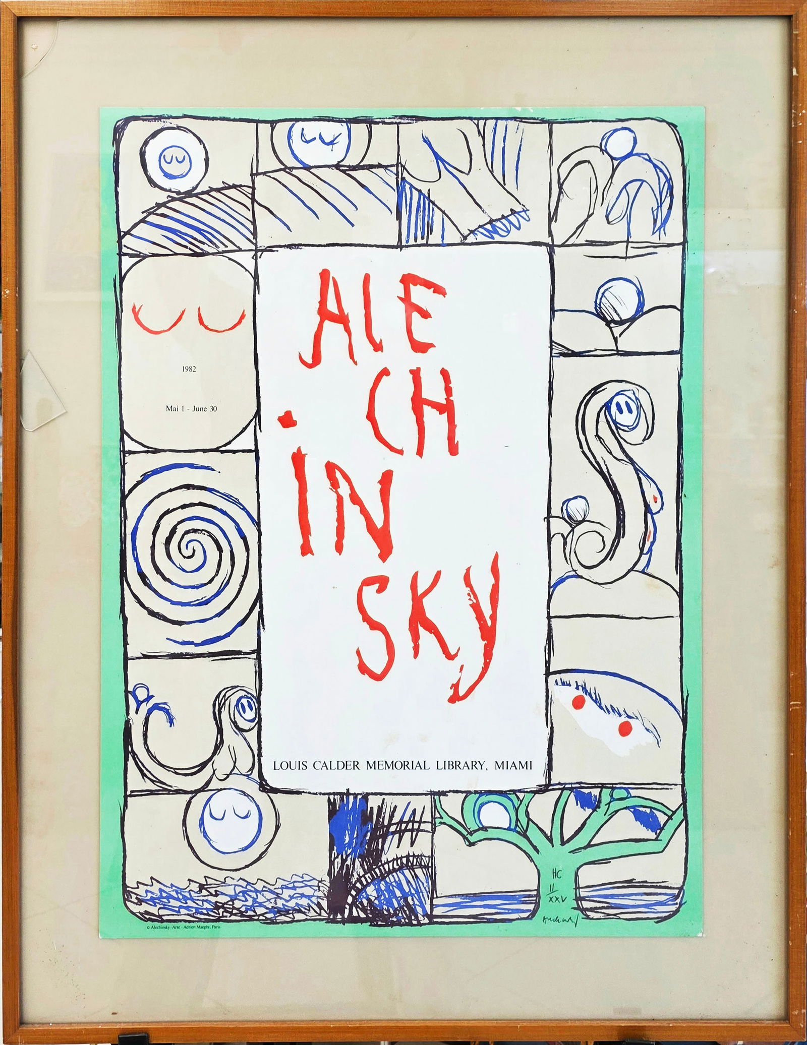 Pierre ALECHINSKY: framed color poster 36" x 28"