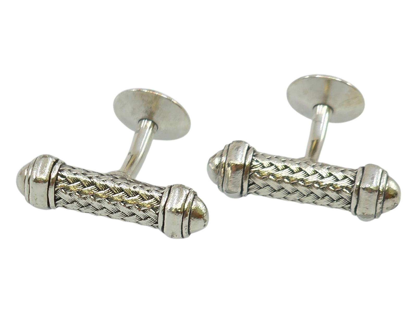 Vintage Austrian capped sterling silver woven cufflinks: excellent condition