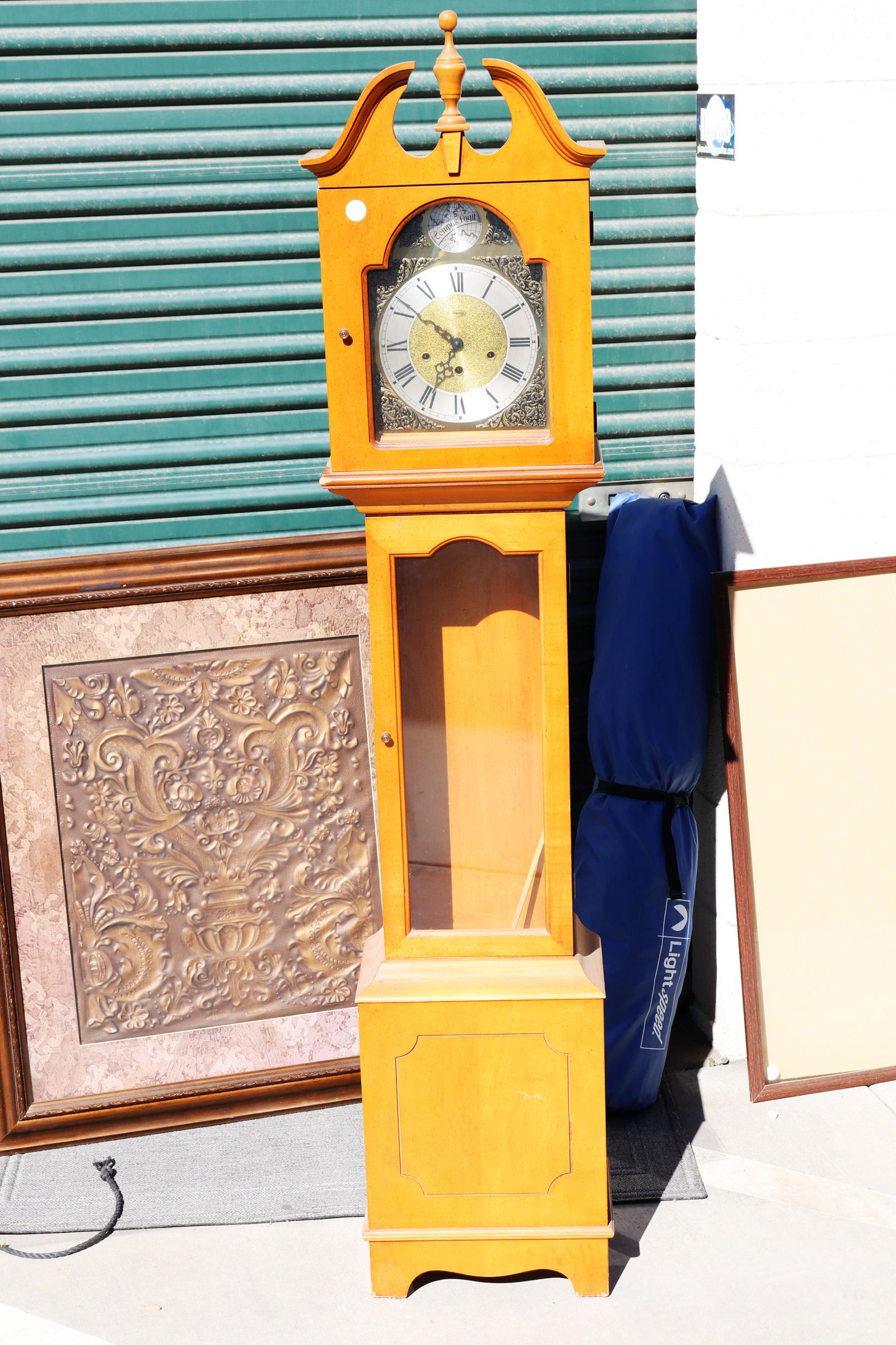 VINTAGE ETHAN ALLEN TEMPUS FUGIT GRANDFATHER CLOCK: Vintage Ethan Allen Tempus Fugit Grandfather Clock, West Germany, 70" high.Shipping CompanyUSSN INC.Scott Zheng631 612 1599info@ussninc.com